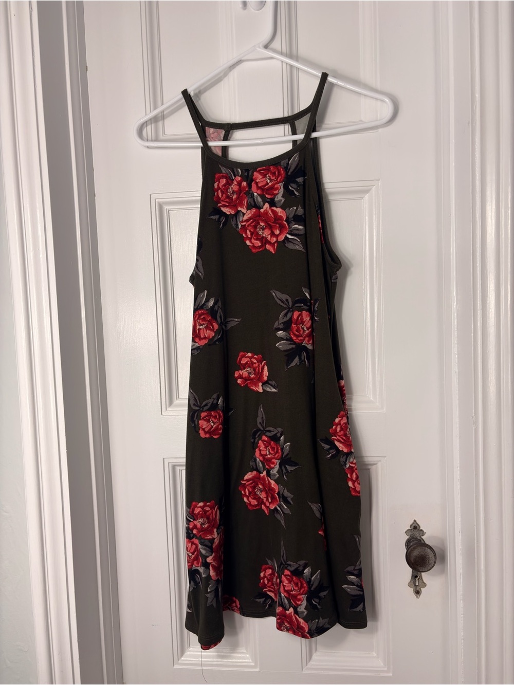 Nine Britton Army Green Floral Swing Dress w/ Pockets Size Smal